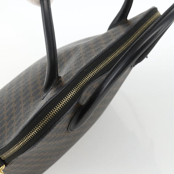 CELINE Macadam Canvas Hand Bag PVC Leather 2way Black Gold Auth ARZ869A