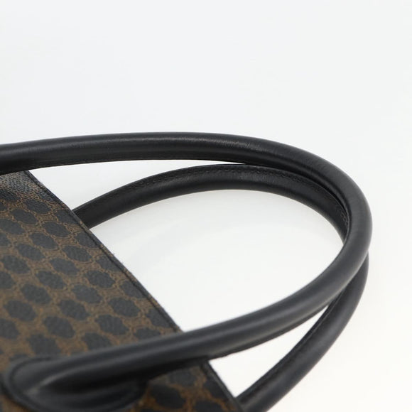 CELINE Macadam Canvas Hand Bag PVC Leather 2way Black Gold Auth ARZ869A