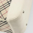 BURBERRY Nova Check Shoulder Bag Canvas Leather Beige Silver Auth ARZ872-16