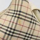BURBERRY Nova Check Shoulder Bag Canvas Leather Beige Silver Auth ARZ872-10