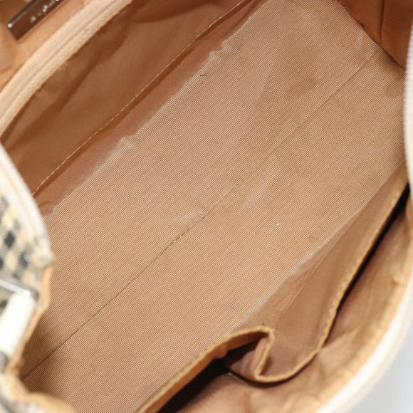BURBERRY Nova Check Shoulder Bag Canvas Leather Beige Silver Auth ARZ872