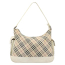 BURBERRY Nova Check Shoulder Bag Canvas Leather Beige Silver Auth ARZ872-13