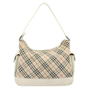 BURBERRY Nova Check Shoulder Bag Canvas Leather Beige Silver Auth ARZ872-2