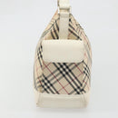 BURBERRY Nova Check Shoulder Bag Canvas Leather Beige Silver Auth ARZ872-4