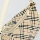 BURBERRY Nova Check Shoulder Bag Canvas Leather Beige Silver Auth ARZ872-6