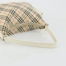 BURBERRY Nova Check Shoulder Bag Canvas Leather Beige Silver Auth ARZ872-7