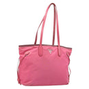 PRADA Tote Bag Nylon Pink Silver Auth ARZ877-1