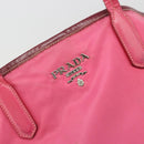 PRADA Tote Bag Nylon Pink Silver Auth ARZ877-17