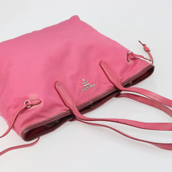 PRADA Tote Bag Nylon Pink Silver Auth ARZ877