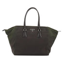 PRADA Hand Bag Nylon Brown Silver Auth ARZ881-13