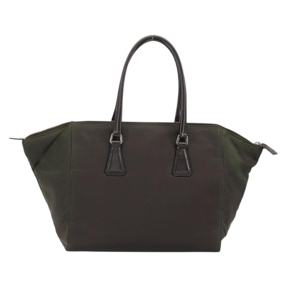 PRADA Hand Bag Nylon Brown Silver Auth ARZ881
