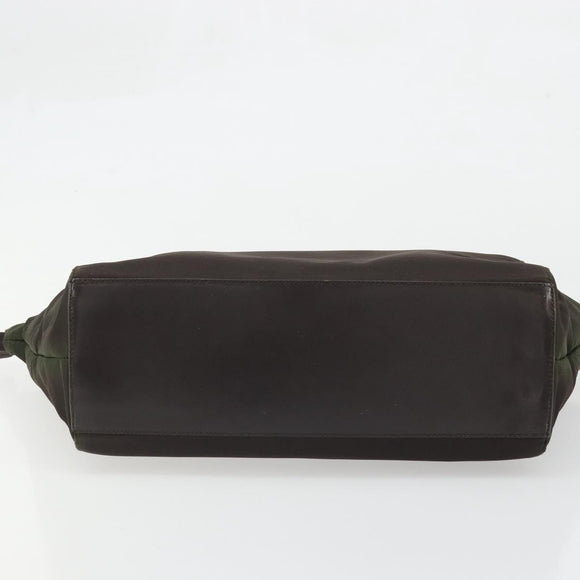 PRADA Hand Bag Nylon Brown Silver Auth ARZ881