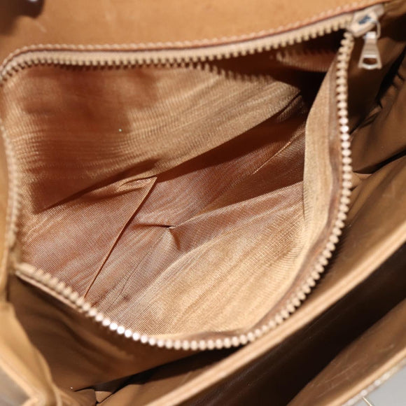 CELINE Macadam Canvas Shoulder Bag PVC Leather Beige Gold Auth ARZ884