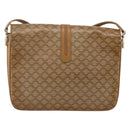 CELINE Macadam Canvas Shoulder Bag PVC Leather Beige Gold Auth ARZ884-2
