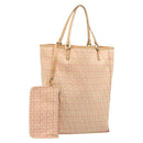 FENDI Zucchino Canvas Hand Bag Pink Gold Auth ARZ892A-1