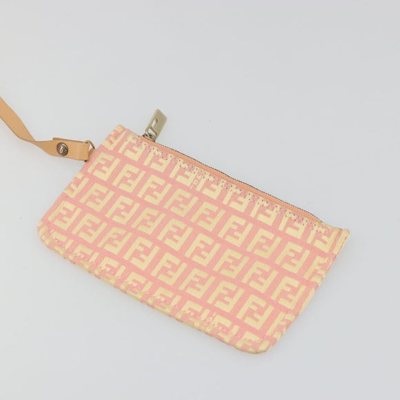 FENDI Zucchino Canvas Hand Bag Pink Gold Auth ARZ892A