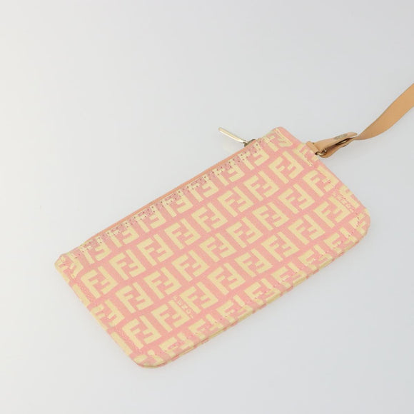 FENDI Zucchino Canvas Hand Bag Pink Gold Auth ARZ892A