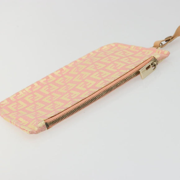 FENDI Zucchino Canvas Hand Bag Pink Gold Auth ARZ892A