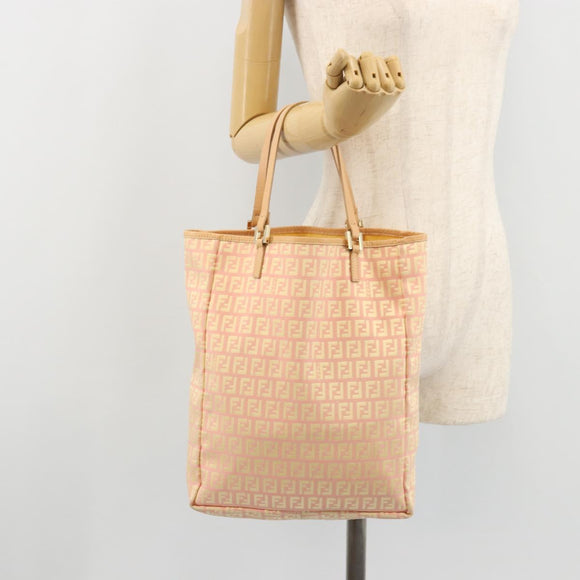 FENDI Zucchino Canvas Hand Bag Pink Gold Auth ARZ892A