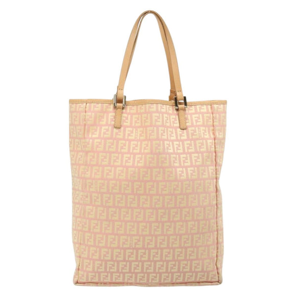 FENDI Zucchino Canvas Hand Bag Pink Gold Auth ARZ892A