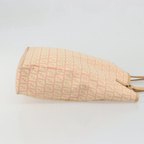 FENDI Zucchino Canvas Hand Bag Pink Gold Auth ARZ892A