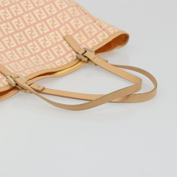 FENDI Zucchino Canvas Hand Bag Pink Gold Auth ARZ892A
