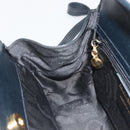 Salvatore Ferragamo Gancini Hand Bag Leather 2way Navy Gold Auth ARZ896-20