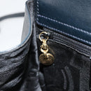 Salvatore Ferragamo Gancini Hand Bag Leather 2way Navy Gold Auth ARZ896-21
