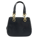 Salvatore Ferragamo Gancini Hand Bag Leather 2way Navy Gold Auth ARZ896-2