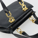 Salvatore Ferragamo Gancini Hand Bag Leather 2way Navy Gold Auth ARZ896-6