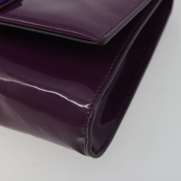Salvatore Ferragamo Vala Chain Bag Patent leather Purple Gold Auth ARZ899