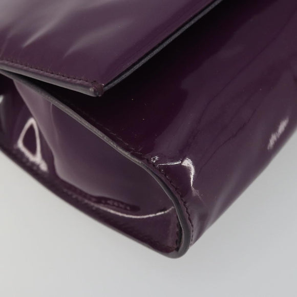 Salvatore Ferragamo Vala Chain Bag Patent leather Purple Gold Auth ARZ899