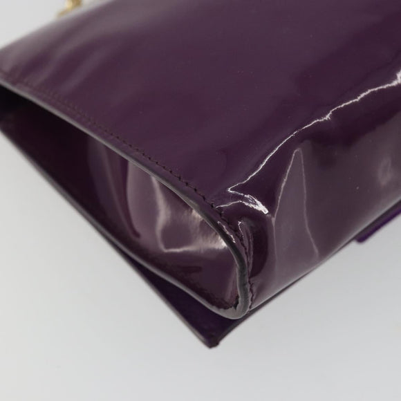 Salvatore Ferragamo Vala Chain Bag Patent leather Purple Gold Auth ARZ899