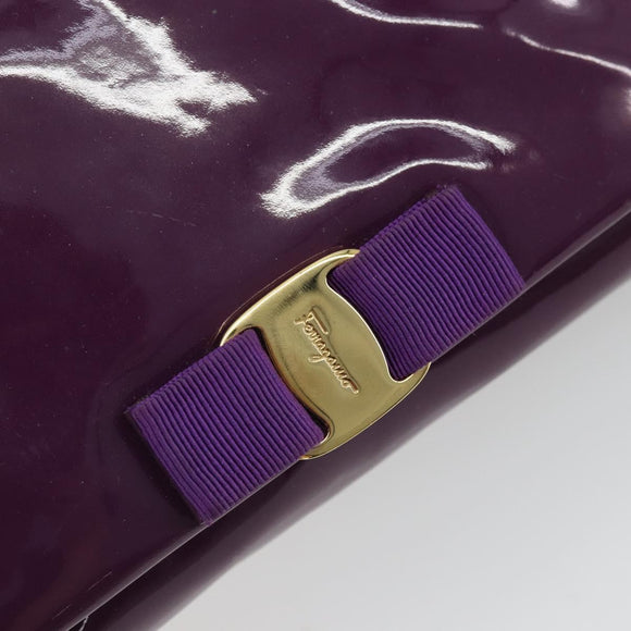 Salvatore Ferragamo Vala Chain Bag Patent leather Purple Gold Auth ARZ899