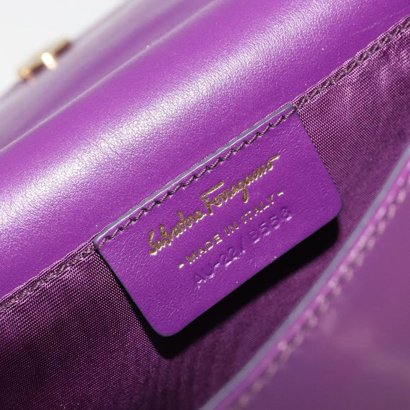Salvatore Ferragamo Vala Chain Bag Patent leather Purple Gold Auth ARZ899