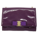 Salvatore Ferragamo Vala Chain Bag Patent leather Purple Gold Auth ARZ899-11