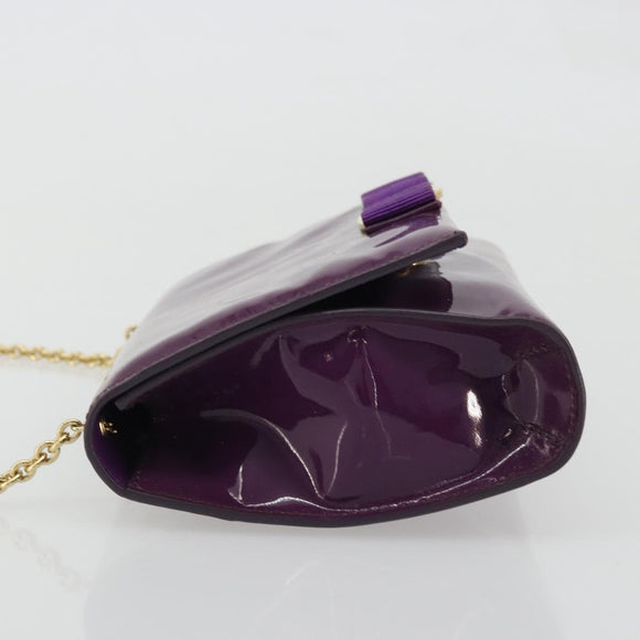 Salvatore Ferragamo Vala Chain Bag Patent leather Purple Gold Auth ARZ899