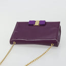 Salvatore Ferragamo Vala Chain Bag Patent leather Purple Gold Auth ARZ899-6