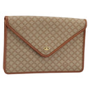 CELINE Macadam Canvas Clutch Bag PVC Beige Gold Auth ARZ901-1
