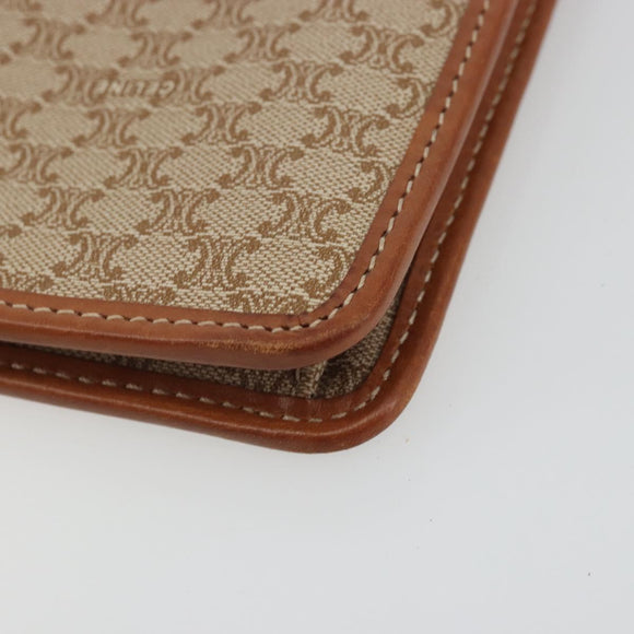 CELINE Macadam Canvas Clutch Bag PVC Beige Gold Auth ARZ901