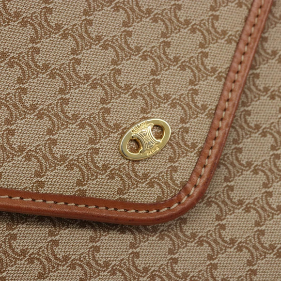 CELINE Macadam Canvas Clutch Bag PVC Beige Gold Auth ARZ901