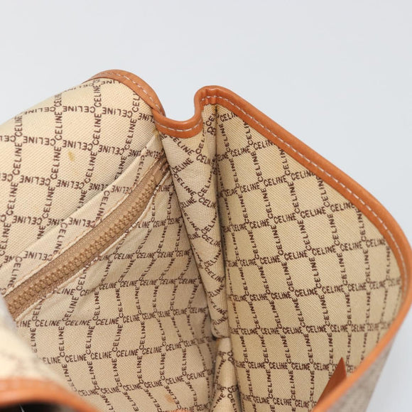 CELINE Macadam Canvas Clutch Bag PVC Beige Gold Auth ARZ901