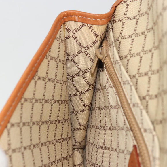 CELINE Macadam Canvas Clutch Bag PVC Beige Gold Auth ARZ901