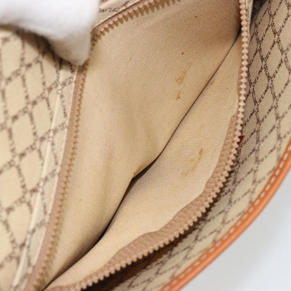 CELINE Macadam Canvas Clutch Bag PVC Beige Gold Auth ARZ901
