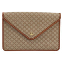 CELINE Macadam Canvas Clutch Bag PVC Beige Gold Auth ARZ901-13