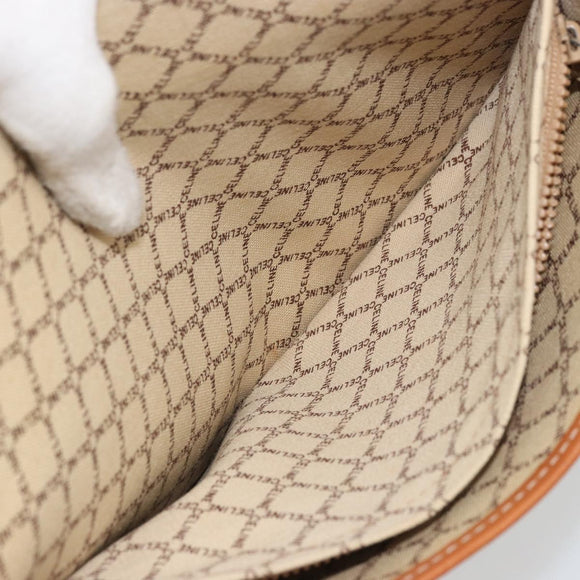 CELINE Macadam Canvas Clutch Bag PVC Beige Gold Auth ARZ901