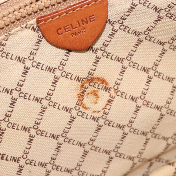 CELINE Macadam Canvas Clutch Bag PVC Beige Gold Auth ARZ901