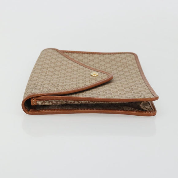 CELINE Macadam Canvas Clutch Bag PVC Beige Gold Auth ARZ901