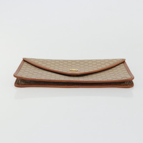 CELINE Macadam Canvas Clutch Bag PVC Beige Gold Auth ARZ901