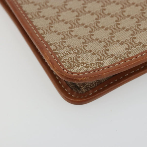 CELINE Macadam Canvas Clutch Bag PVC Beige Gold Auth ARZ901